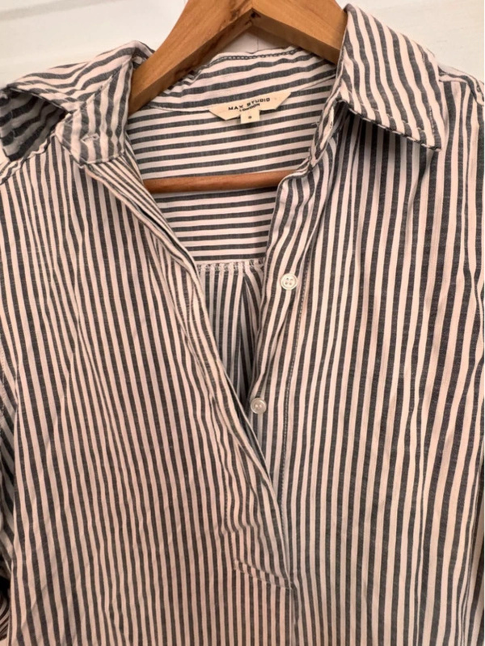 Max Studio Black and White Stripe Button-Down Shirt